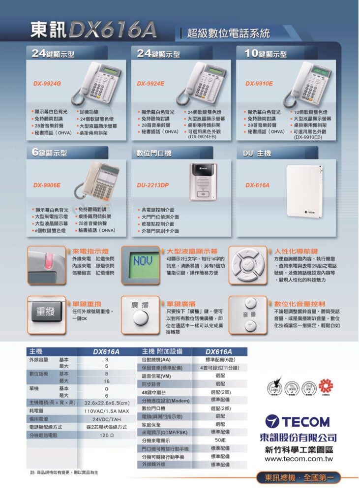 玄奇科技｜弱電整合工程專家｜電話總機-DX616A(東訊)02