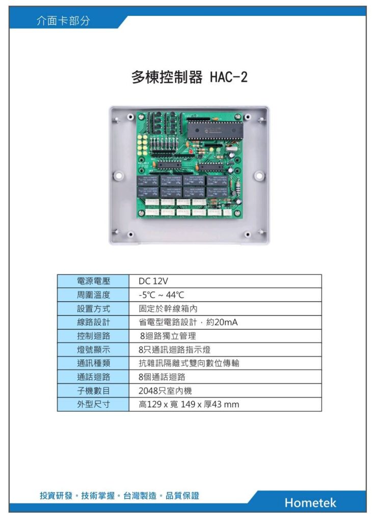 玄奇科技｜弱電整合工程專家｜對講機系統-配件HAC-2