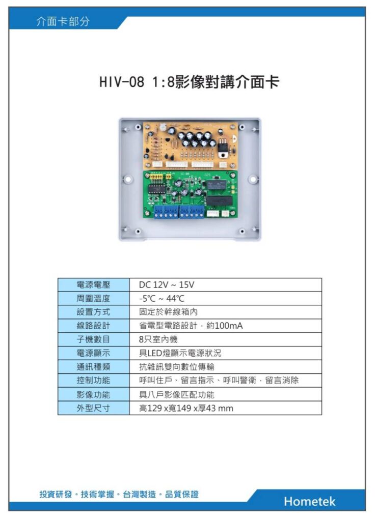 玄奇科技｜弱電整合工程專家｜對講機系統-配件HIV-08