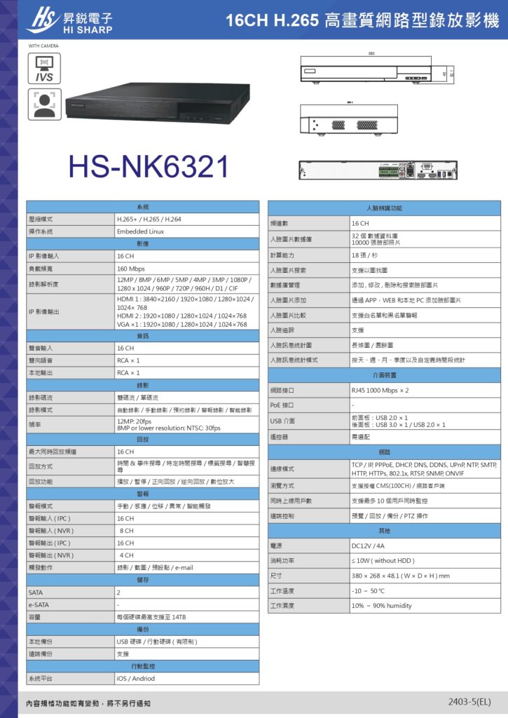 玄奇科技｜弱電整合工程專家｜監控主機-【HS-NK6321】16CH(支援車牌識別)_02