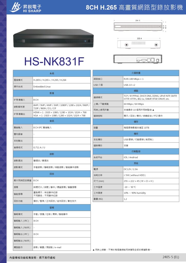 玄奇科技｜弱電整合工程專家｜監控主機-【HS-NK831F】8CH(新)_02