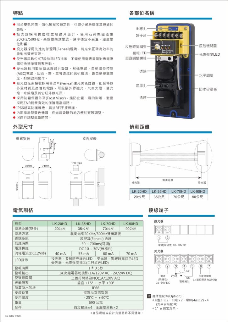 玄奇科技｜弱電整合工程｜防盜系統-紅外線偵測器-LK-20HD_35HD_70HD_90HD_2